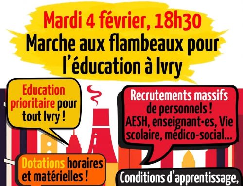 Marche aux flambeaux pour l&rsquo;Education à Ivry !